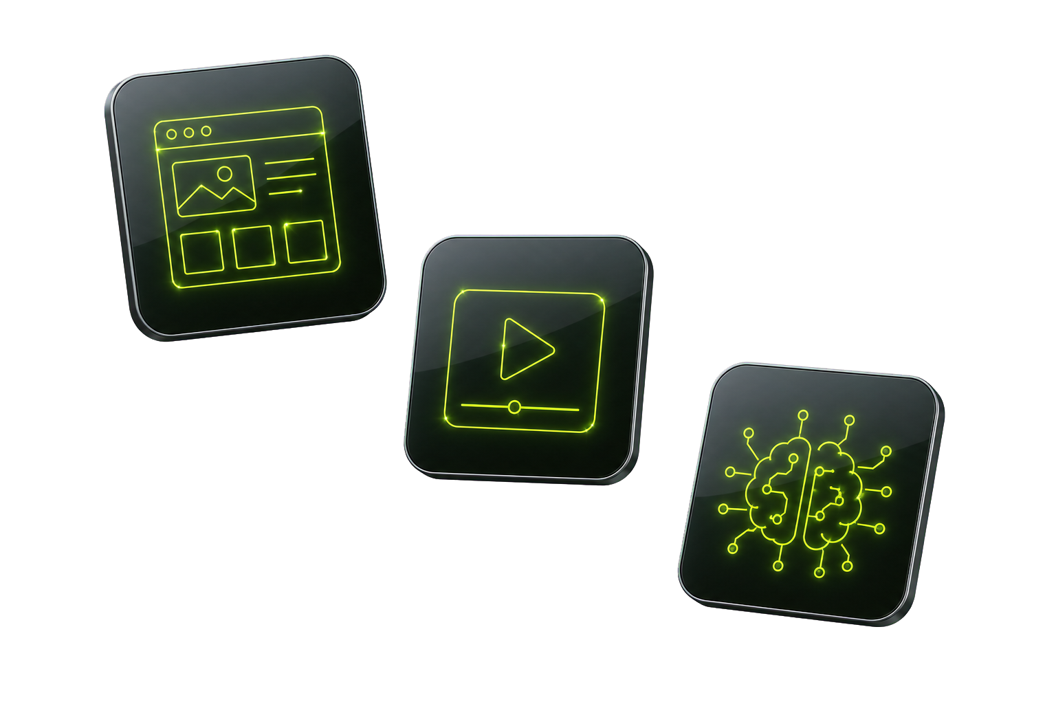 Tarjetas de diseño web, video e inteligencia artificial